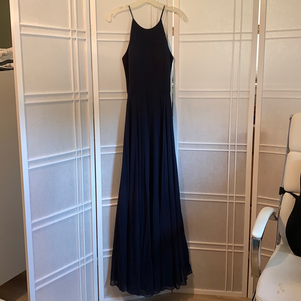 Dessy collection, floor length bridesmaid dress, size 4, color: midnight.